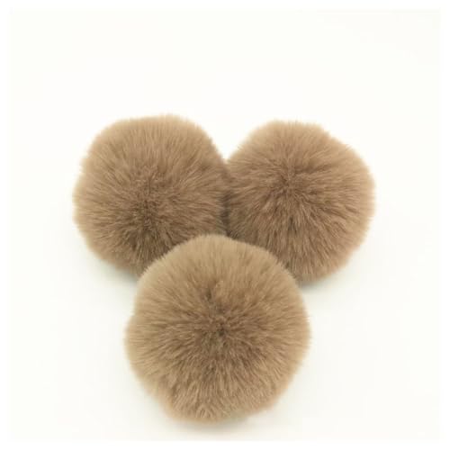 BrightGlow Kunstfell Pompon 8cm Weiche Pompons zum Basteln Groß Pom Pom Bälle Fellbommel Kunstfell-Pom-Poms DIY Pom Pom Bälle Kaninchenfell Bommel für Mützen Beanies Tasche Kamel 20 Stück von BrightGlow