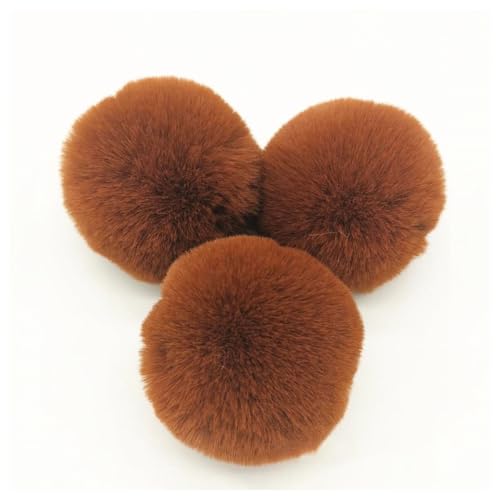 BrightGlow Kunstfell Pompon 8cm Weiche Pompons zum Basteln Groß Pom Pom Bälle Fellbommel Kunstfell-Pom-Poms DIY Pom Pom Bälle Kaninchenfell Bommel für Mützen Beanies Tasche Karamell 10 Stück von BrightGlow