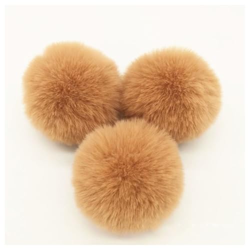 BrightGlow Kunstfell Pompon 8cm Weiche Pompons zum Basteln Groß Pom Pom Bälle Fellbommel Kunstfell-Pom-Poms DIY Pom Pom Bälle Kaninchenfell Bommel für Mützen Beanies Tasche Khaki 10 Stück von BrightGlow