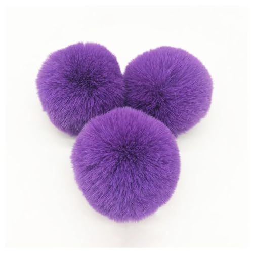 BrightGlow Kunstfell Pompon 8cm Weiche Pompons zum Basteln Groß Pom Pom Bälle Fellbommel Kunstfell-Pom-Poms DIY Pom Pom Bälle Kaninchenfell Bommel für Mützen Beanies Tasche Lila 10 Stück von BrightGlow