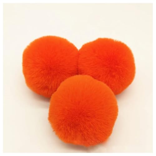 BrightGlow Kunstfell Pompon 8cm Weiche Pompons zum Basteln Groß Pom Pom Bälle Fellbommel Kunstfell-Pom-Poms DIY Pom Pom Bälle Kaninchenfell Bommel für Mützen Beanies Tasche Orange 10 Stück von BrightGlow