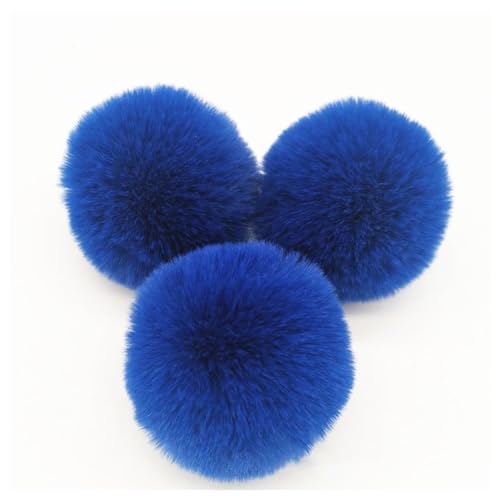 BrightGlow Kunstfell Pompon 8cm Weiche Pompons zum Basteln Groß Pom Pom Bälle Fellbommel Kunstfell-Pom-Poms DIY Pom Pom Bälle Kaninchenfell Bommel für Mützen Beanies Tasche Saphirblau 10 Stück von BrightGlow