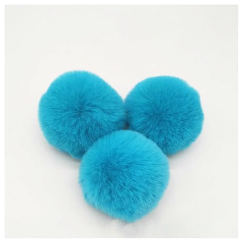 BrightGlow Kunstfell Pompon 8cm Weiche Pompons zum Basteln Groß Pom Pom Bälle Fellbommel Kunstfell-Pom-Poms DIY Pom Pom Bälle Kaninchenfell Bommel für Mützen Beanies Tasche Seeblau 20 Stück von BrightGlow