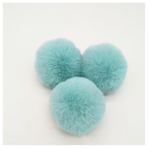 BrightGlow Kunstfell Pompon 8cm Weiche Pompons zum Basteln Groß Pom Pom Bälle Fellbommel Kunstfell-Pom-Poms DIY Pom Pom Bälle Kaninchenfell Bommel für Mützen Beanies Tasche Seegrün 10 Stück von BrightGlow