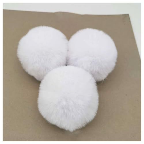 BrightGlow Kunstfell Pompon 8cm Weiche Pompons zum Basteln Groß Pom Pom Bälle Fellbommel Kunstfell-Pom-Poms DIY Pom Pom Bälle Kaninchenfell Bommel für Mützen Beanies Tasche Weiß 10 Stück von BrightGlow