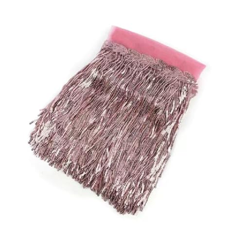 BrightGlow Pailletten Fransenborte Glitzer Folien Fransen 20CM Breite Fransenborte zum Nähen Quastenbesatz Geschnitten Fransenborte Trim Fransenband für DIY-Kleid, Weihnachten #1Rosa 3 Yards von BrightGlow