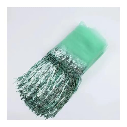 BrightGlow Pailletten Fransenborte Glitzer Folien Fransen 20CM Breite Fransenborte zum Nähen Quastenbesatz Geschnitten Fransenborte Trim Fransenband für DIY-Kleid, Weihnachten Hellgrün 3 Yards von BrightGlow