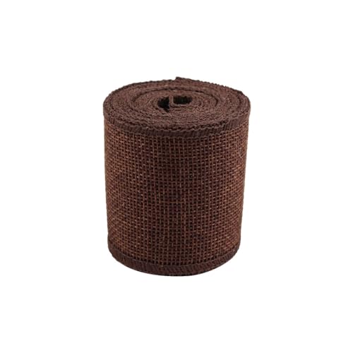 BrightGlow Sackleinen Band Rolle Jute-Netzbänder zum Basteln Dekoband Geschenkband Weihnachten Juteschnur Gewebeband Weihnachtsband Stoffband Bastelband für Geschenk Handwerk Dekoration Kaffee 12 M von BrightGlow