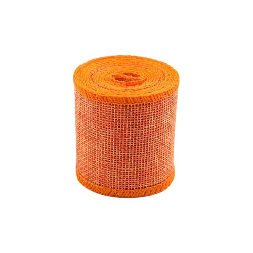 BrightGlow Sackleinen Band Rolle Jute-Netzbänder zum Basteln Dekoband Geschenkband Weihnachten Juteschnur Gewebeband Weihnachtsband Stoffband Bastelband für Geschenk Handwerk Dekoration Orange 12 M von BrightGlow