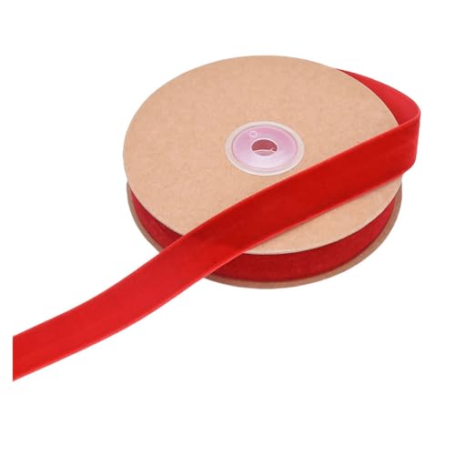 BrightGlow Samtband Schleifenband 20mm Weihnachten Samtband Zierband Verpackungsband Geschenkband zum Basteln Schmuckband zum Nähen Dekoband für Weihnachten Hochzeit DIY Rot 10 M von BrightGlow