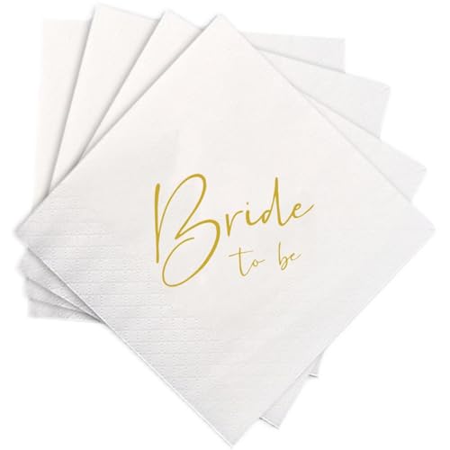 BrightGlow Servietten Hochzeit Cocktailservietten Happy wedding Servietten Rosegold Papierservietten Tischdekoration Papierservietten für Hochzeit Geburtstag Verlobung bride to be 100 Stück von BrightGlow