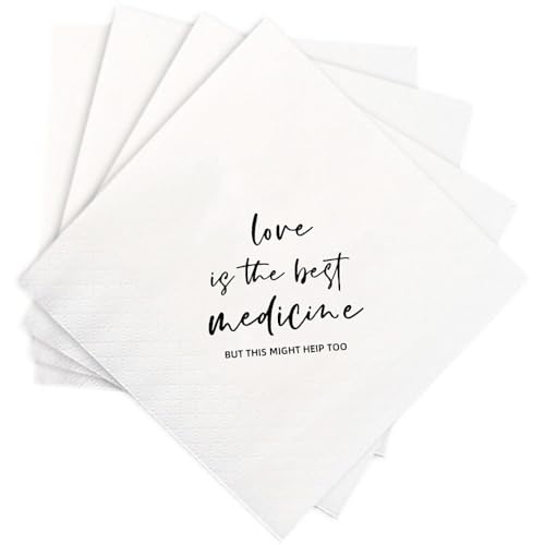 BrightGlow Servietten Hochzeit Cocktailservietten Happy wedding Servietten Rosegold Papierservietten Tischdekoration Papierservietten für Hochzeit Geburtstag Verlobung love 100 Stück von BrightGlow