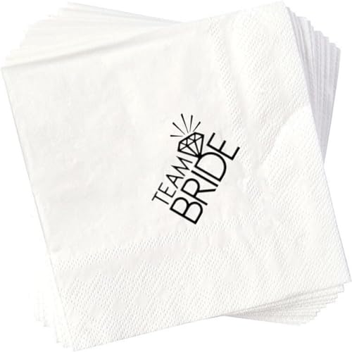 BrightGlow Servietten Hochzeit Cocktailservietten Happy wedding Servietten Rosegold Papierservietten Tischdekoration Papierservietten für Hochzeit Geburtstag Verlobung team bride 100 Stück von BrightGlow