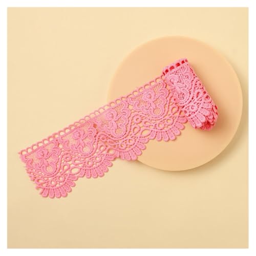 BrightGlow Spitzenband Vintage Spitzenbordüre zum Nähen 10cm Breite Spitzenborte Stickerei Dekoband Häkelband Spitze Borte Zierband Spitzenstoff Stoffband für Nähen Handwerk Deko Rosa 3 Yard von BrightGlow