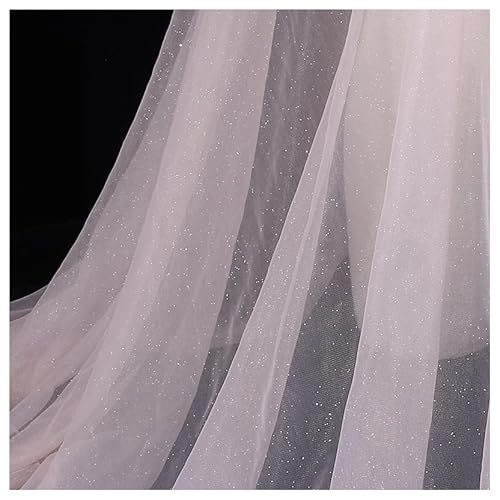 BrightGlow Tüll Stoff 180 cm Breit Netzstoff mit Kleine Pailletten Polyester-Mesh-Tüllstoff Stoffe zum Nähen Glitzer Tüllstoff Pailletten-Stoff Kostümstoff Dekostoff für Hochzeit #1Rosa 1 Yard von BrightGlow