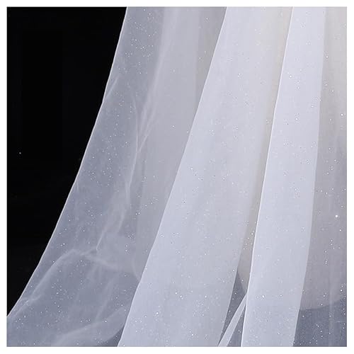 BrightGlow Tüll Stoff 180 cm Breit Netzstoff mit Kleine Pailletten Polyester-Mesh-Tüllstoff Stoffe zum Nähen Glitzer Tüllstoff Pailletten-Stoff Kostümstoff Dekostoff für Hochzeit Creme 10 Yards von BrightGlow