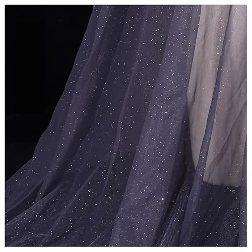 BrightGlow Tüll Stoff 180 cm Breit Netzstoff mit Kleine Pailletten Polyester-Mesh-Tüllstoff Stoffe zum Nähen Glitzer Tüllstoff Pailletten-Stoff Kostümstoff Dekostoff für Hochzeit Grau 1 Yard von BrightGlow