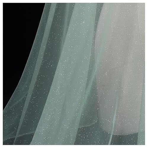 BrightGlow Tüll Stoff 180 cm Breit Netzstoff mit Kleine Pailletten Polyester-Mesh-Tüllstoff Stoffe zum Nähen Glitzer Tüllstoff Pailletten-Stoff Kostümstoff Dekostoff für Hochzeit Grün 10 Yards von BrightGlow