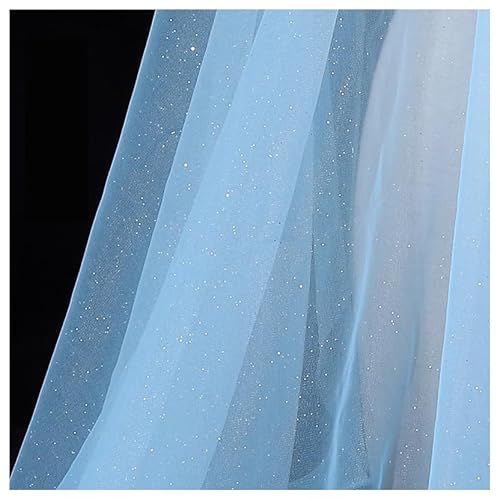 BrightGlow Tüll Stoff 180 cm Breit Netzstoff mit Kleine Pailletten Polyester-Mesh-Tüllstoff Stoffe zum Nähen Glitzer Tüllstoff Pailletten-Stoff Kostümstoff Dekostoff für Hochzeit Hellblau 10 Yards von BrightGlow