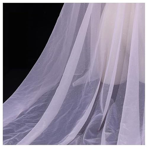 BrightGlow Tüll Stoff 180 cm Breit Netzstoff mit Kleine Pailletten Polyester-Mesh-Tüllstoff Stoffe zum Nähen Glitzer Tüllstoff Pailletten-Stoff Kostümstoff Dekostoff für Hochzeit Rosa 1 Yard von BrightGlow