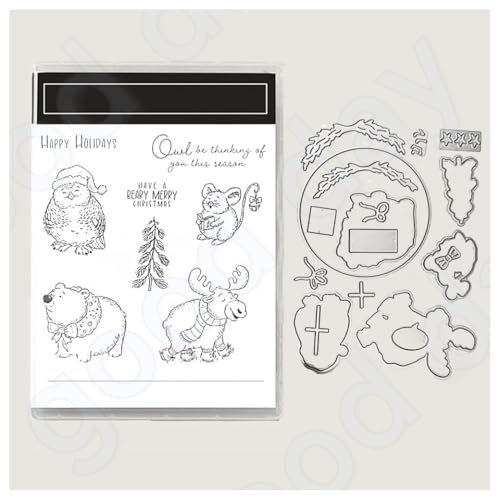 BrightGlow Weihnachten Transparente Stempel Set Stempel und Stanzschablonen Set Weihnachts Stanzformen Schablonen mit Santa Hirsch, Baum Silikonstempel und Stanzen Set für Weihnachten #12 13.99 von BrightGlow