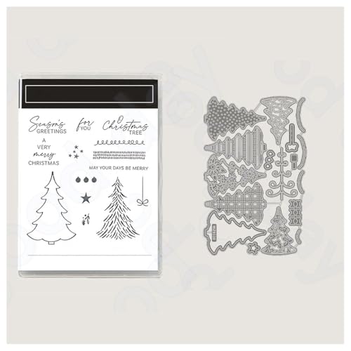 BrightGlow Weihnachten Transparente Stempel Set Stempel und Stanzschablonen Set Weihnachts Stanzformen Schablonen mit Santa Hirsch, Baum Silikonstempel und Stanzen Set für Weihnachten #13 13.99 von BrightGlow