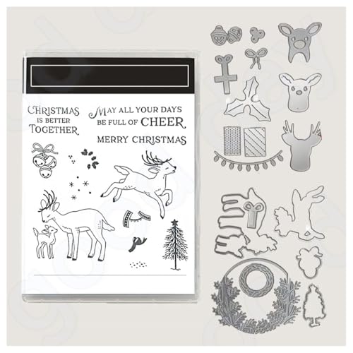 BrightGlow Weihnachten Transparente Stempel Set Stempel und Stanzschablonen Set Weihnachts Stanzformen Schablonen mit Santa Hirsch, Baum Silikonstempel und Stanzen Set für Weihnachten #3 13.99 von BrightGlow