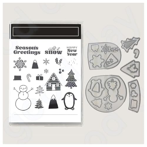 BrightGlow Weihnachten Transparente Stempel Set Stempel und Stanzschablonen Set Weihnachts Stanzformen Schablonen mit Santa Hirsch, Baum Silikonstempel und Stanzen Set für Weihnachten #5 13.99 von BrightGlow