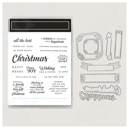 BrightGlow Weihnachten Transparente Stempel Set Stempel und Stanzschablonen Set Weihnachts Stanzformen Schablonen mit Santa Hirsch, Baum Silikonstempel und Stanzen Set für Weihnachten #6 16.99 von BrightGlow