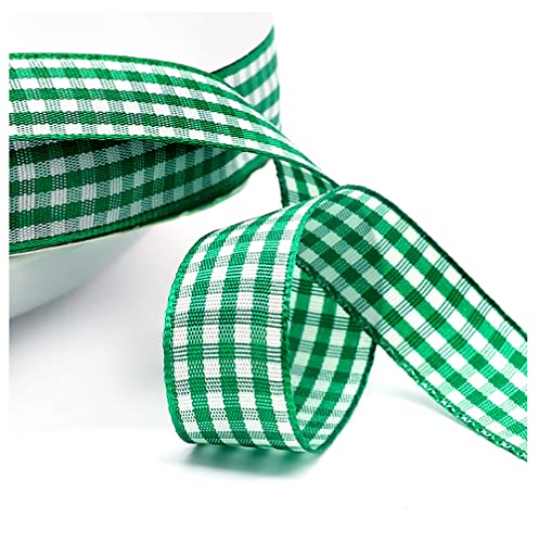 Kariertes Band 50 Yard 10mm Gingham Band Weihnachtsband Geschenkband Dekoband Schleifenband Plaid Ribbon Karo Stoffband Karoband Bastelband Geschenk Verpacken Hochzeit Weihnachten Party Deko green von BrightGlow