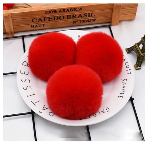 Kunstfell Bommel Pompons 30 Stück 8cm Rot Groß Pom Pom Bälle Flauschigen Plüsch Bälle DIY Pom Pom Bälle Fellbommel Fellpompon Plüschbälle Bommeln für DIY Handwerk Mützen Tasche Anhänger Schlüsselanhä von BrightGlow