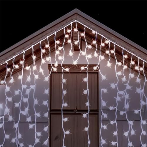 Brightium Flache Eiszapfenlichterkette, 15 m x 0,6 m, 3AA Batterie, kaltweiß, IP44, geeignet für Innen und Außen, ideal für festliche Dekorationen. Brightium Flache Eiszapfenlichterkette, 15 m x 0,6 m, 3AA Batterie, kaltweiß, IP44, geeignet für Innen und Außen, ideal für festliche Dekorationen. von Brightium