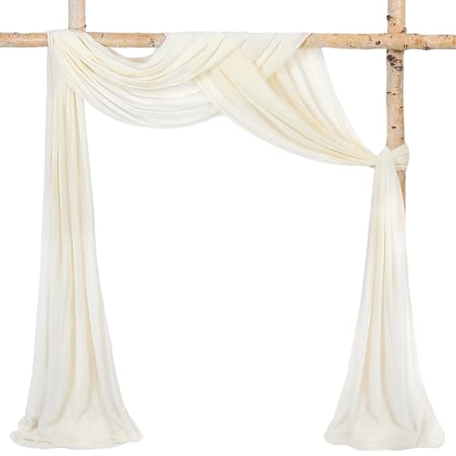 BrillShine 2 Stück Vorhang Hintergrund Hochzeit Creme70x560cm Wandbehang Hintergrund Vorhang Hochzeit Dekoration für Taufe Hochzeiten Party Dekoration von BrillShine