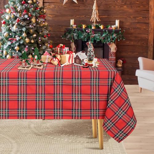 Tischdecke Weihnachten, Tischdecke Kariert 140x210 cm Rot rechteckig Tischdecke für Party Picknick Outdoor Geburtstag Abendessen Dekor von BrillShine