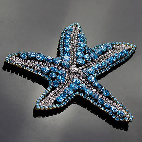 Aufnäher mit Kristallseestern, Dekoration zum Aufnähen, Luxury STRASS STAR STARFISH Brillabenny (Hellblau) von Brillabenny