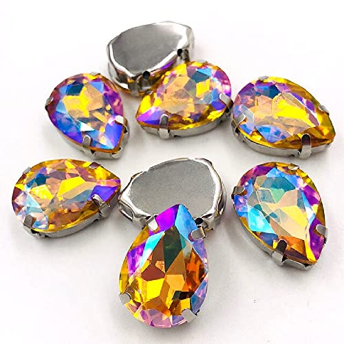 Brillabenny Stein Tropfen Strass zum Nähen Cabriochon Teardrop 13 mm x 18 mm Dekoration Bijoux Tropfen Tropfen (Topas AB) von Brillabenny