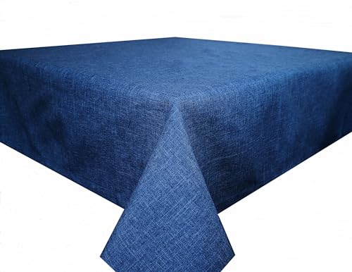 Textil Tischdecke Tischtuch Leinendecke Leinenoptik Lotuseffekt schmutzabweisend Fleckschutz pflegeleicht (Eckig 130 x 300 cm, Blau) von Brillant