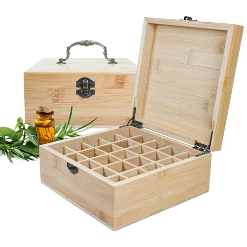 Ätherische Öle Aufbewahrung, Ätherisches Öl Display Ständer Halter Organisator, 36 Löcher Holz Box Veranstalter Aufbewahrung Box für Nagellack, Duftöle, Ätherische Öle von BrilliantDay