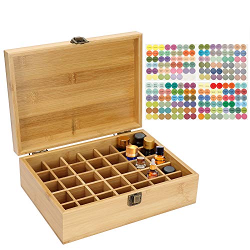 Doterra Öle Aufbewahrung, Ätherische Öle Aufbewahrung, Ätherisches Öl Display Ständer Halter Organisator, 35 Löcher Holz Box Veranstalter Aufbewahrung Box für Nagellack, Duftöle, Ätherische Öle von BrilliantDay