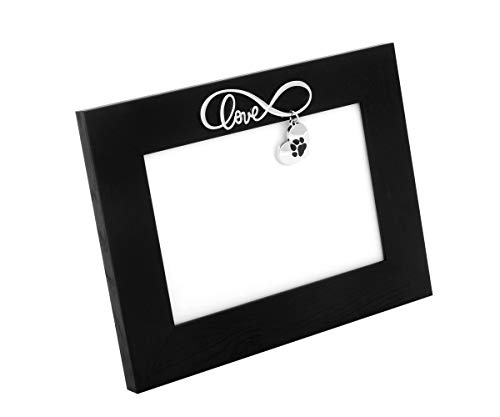 Brillibrum Design Erinnerung Hund Bilderrahmen 10x15cm Foto-Rahmen Holz Optik mir Love Schrift Herz Anhänger Geschenk Hunde und Katzen Besitzer von Brillibrum