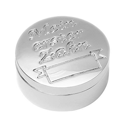 Brillibrum Design Kinder Milchzahndose Silber Zahndose versilbert anlaufgeschützt Kinderzähne Aufbewahrung Taufgeschenk (Gravur 10 Zeichen, Deckel + unten) von Brillibrum