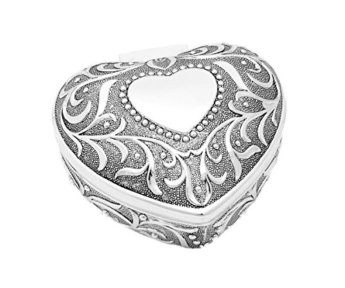 Brillibrum Design Schmuckdose Silber Herz Schatulle versilbert Etui Ring schatulle Hochzeit Schmuckschatulle für Ring Kette und Ohrstecker Herzschatulle Silber (Schatulle Herzform groß) von Brillibrum