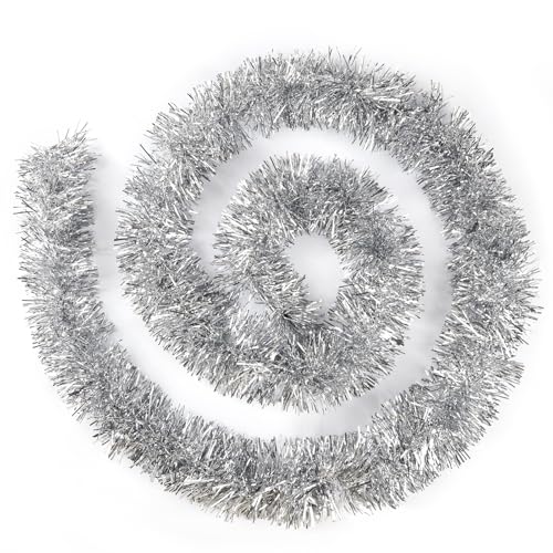 Brinny 5 Stück 2m Weihnachten Lametta Girlande Twist Glänzend Metallisch Weihnachtsbaum Schmuck Hängende Dekoration für Kranz Hochzeit Geburtstag Party Festival - Silber von Brinny