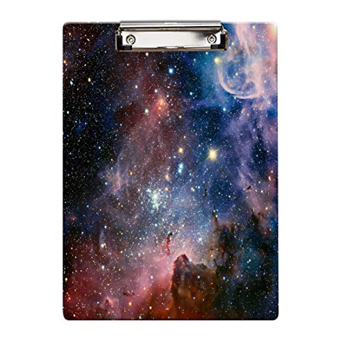 Britimes Klemmbrett Dekoratives Büro Schule Hartfaserplatte Holz Pflege Klemmbrett und Ziehen für Standard A4 Briefgröße Solar Galaxy Space Stars 32 x 22,6 cm von Britimes