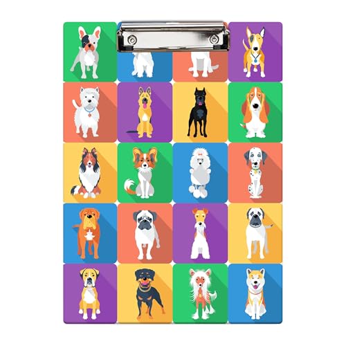 Britimes Klemmbrett Dekoratives Büro Schule Hartfaserplatte Holz Still-Clipboard und Pull für Standard A4 Briefgröße Cute French Terrier Welpe Hund 32 x 22,6 cm von Britimes