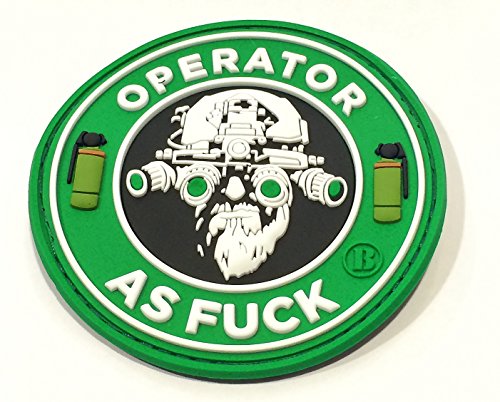 3 Round 3d PVC Operator As Fuck Guns and Coffee Patch by Britkit von Britkit