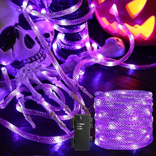 BrizLabs Halloween Deko Lichterkette Lila, 36 LED Weihnachten Dekoration Lichterketten Batterie Innen mit Timer Herbst Weihnachtsbaum Lichter für Garten Balkon Hause Tor Hochzeit Horror Party Aussen von BrizLabs