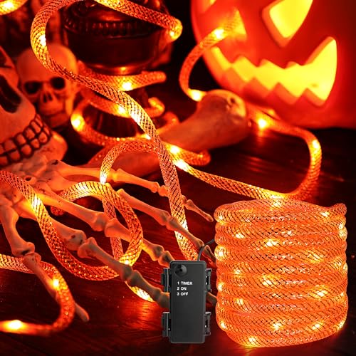 BrizLabs Halloween Lichterkette Innen, 36 LED Orange Herbstdeko Lichterketten Batterienbetriebe mit Timer Weihnachtsbeleuchtung Außen für Garten Fenster Terrasse Bäume Erntedankfest Geburtstag Feier von BrizLabs