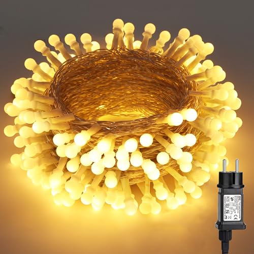 BrizLabs 200 LED Lichterkette Kugel, 20m Mini Globe Lichterketten Innen 8 Modi mit Stecker Wasserdicht Weihnachtsbeleuchtung Außen für Kinderzimmer Garten Balkon Hochzeit Party Deko, Warmweiß von BrizLabs