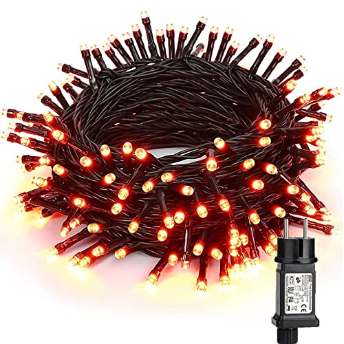 BrizLabs Orange Herbst Dekoration Lichterkette, 20M 200 LED Halloween Lichterketten Garten Strom 8 Modi Wasserdicht Innen Außen Weihnachtsdeko Beleuchtung für Erntedankfest Geburtstag Hochzeit Party von BrizLabs